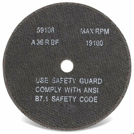 CGW ABRASIVES High Speed Premium Straight Cut-Off Wheel, 3 in Dia x 1/8 in THK, 1/4 in Center Hole, 24 Grit, Alumi 35504